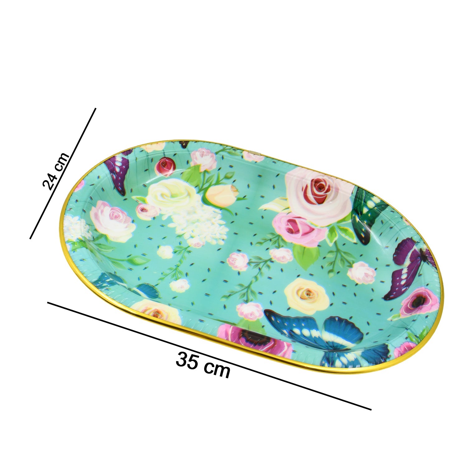 Big Plastic Flower Printed Design Serving Tray (1 Pc  35 X 24 Cm) Big Plastic Flower Printed Design Serving Tray (1 Pc  35 X 24 Cm)